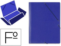 Carpeta de gomas Saro Folio 3 solapas cartón azul